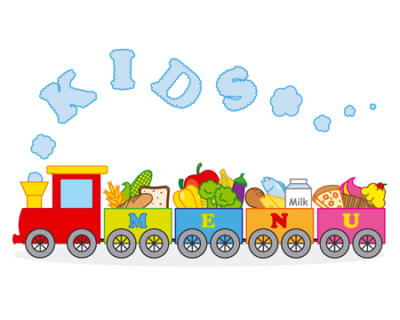 train carrying food in their carsのイラスト素材