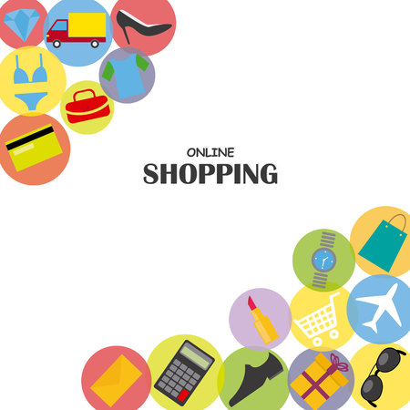 shopping icons, space for textのイラスト素材
