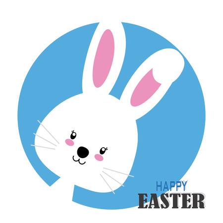 Happy easter card. White rabbitのイラスト素材
