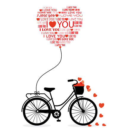 Great card for Valentine's Day. Cute bike with hearts.のイラスト素材