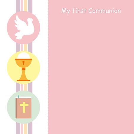my first communion card. Icons and space for textのイラスト素材