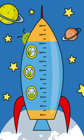 Meter wall with rocket and alienのイラスト素材