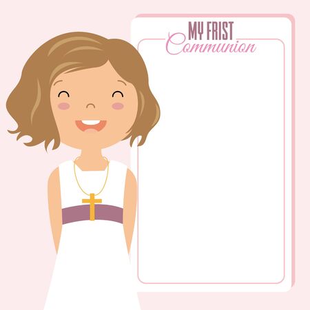 My first communion invitation girl. space for text.のイラスト素材