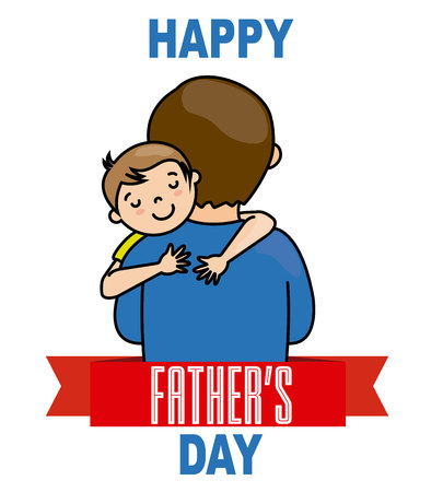 Happy fathers day. His father Boy huggingのイラスト素材