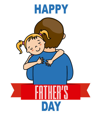 Happy fathers day. His father Girl huggingのイラスト素材