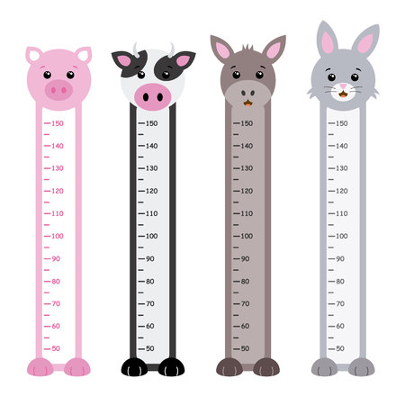 Bumper children meter wall. Animals vector illustrationのイラスト素材