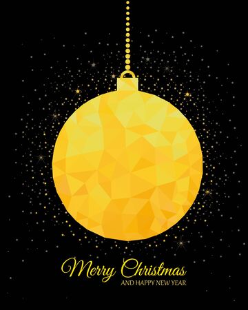 gold christmas ball on black background Christmas cardのイラスト素材