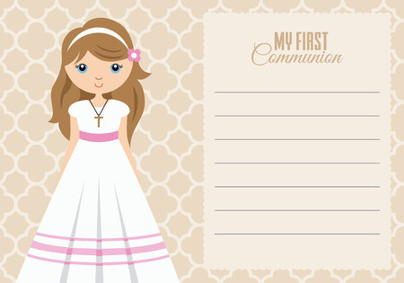 my first communion girl. Space for textのイラスト素材