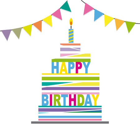 happy birthday invitation. abstract birthday cakeのイラスト素材