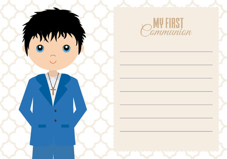 My first communion boy. Space for textのイラスト素材