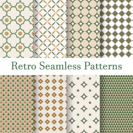 set 8 seamless patterns retroのイラスト素材