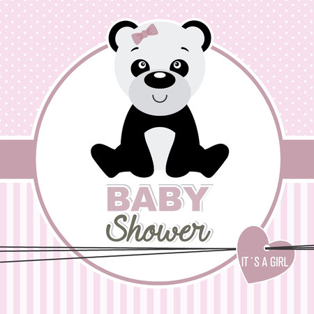 Baby shower girl cute Pandaのイラスト素材