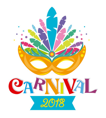 Carnival poster. Colorful mask with feathersのイラスト素材