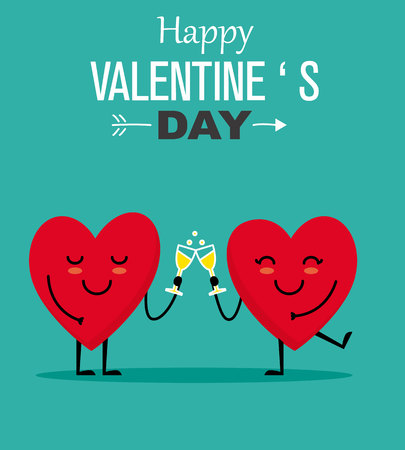 Love card. Hearts toasting with champagneのイラスト素材
