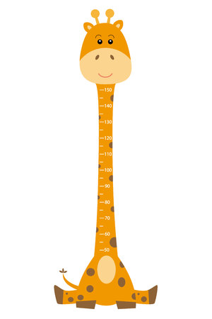 Giraffe isolated drawing with measures to know the height of your childのイラスト素材