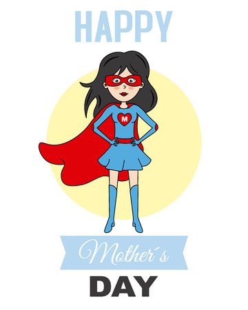 happy mothers day. mother dressed as a heroのイラスト素材