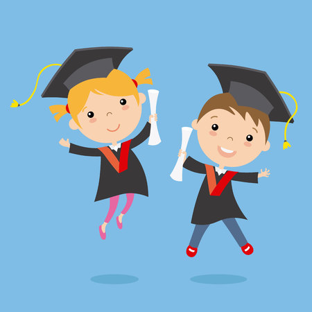 graduation children. vector isolatedのイラスト素材