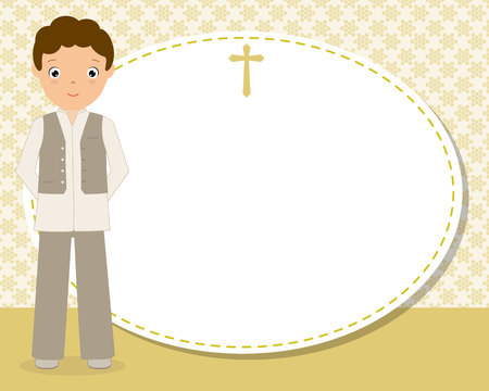 my first communion boy. space for textのイラスト素材