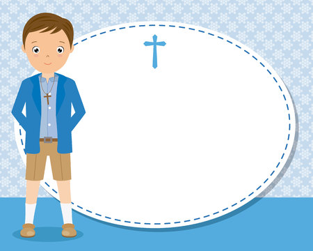 my first communion boy. space for textのイラスト素材
