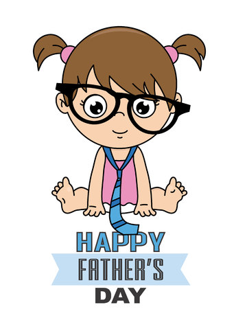 baby girl disguised as dad. happy fathers day cardのイラスト素材