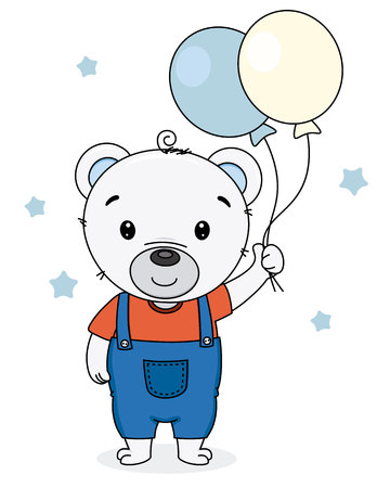 Cute bear with balloons. vector isolatedのイラスト素材