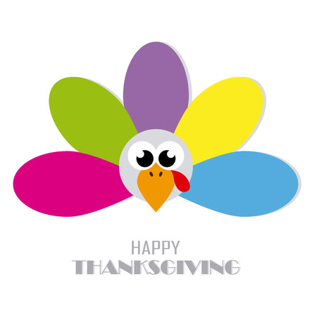 Thanksgiving day card. abstract and colorful turkeyのイラスト素材