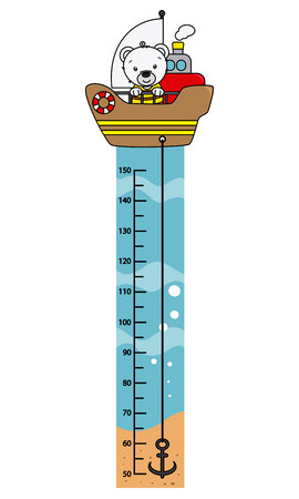 child wall meter. Bear on a boatのイラスト素材