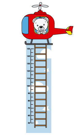 child wall meter. Bear piloting a helicopterのイラスト素材