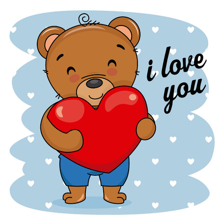 Love card. Cute bear with heart in handのイラスト素材