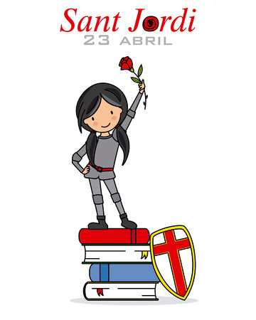 Catalonia traditional celebration. Sant Jordiのイラスト素材