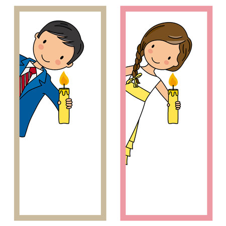 Two cards of first communion girl and boyのイラスト素材