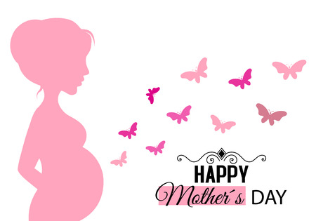 Mothers day card. Pregnant womanのイラスト素材