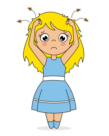 girl with head liceのイラスト素材
