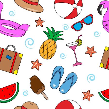 Colorful summer seamless pattern. Design for fabric, textile, decor.のイラスト素材