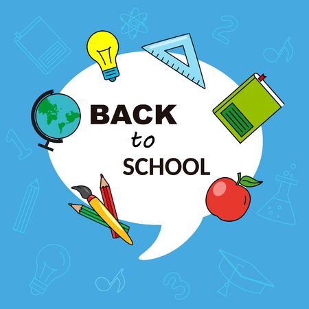 card back to school. Education icons and space for textのイラスト素材