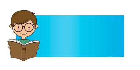 Boy reading a book. Space for textのイラスト素材