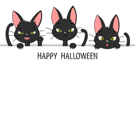 three black cats with white frame for textのイラスト素材