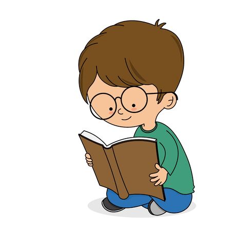 Boy reading a book. Isolated vectorのイラスト素材