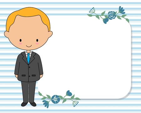 My first communion child card. Boy with blank frameのイラスト素材
