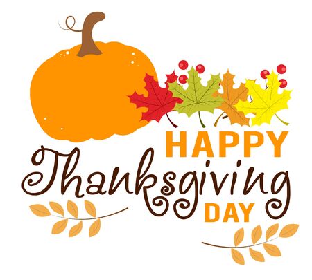 Thanksgiving Greeting Card. Leaves and pumpkinのイラスト素材