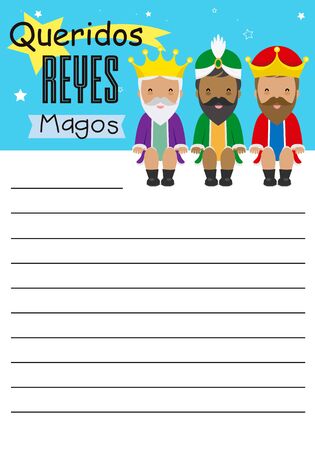 Letter to the three wise men. Text dear Three Wise Men written in Spanishのイラスト素材