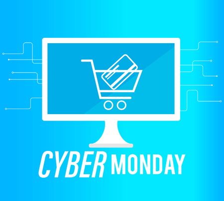 Cyber Monday Sale banner. blue backgroundのイラスト素材