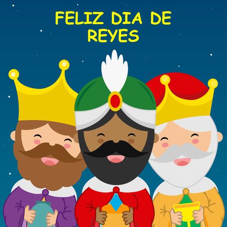 Card of the three wise men. Spanish text Three Wise Menのイラスト素材