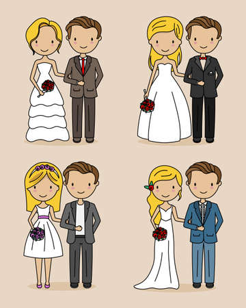 Wedding couple set. Isolated vectorのイラスト素材