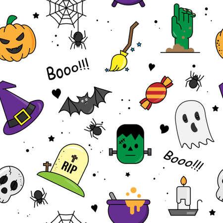 seamless pattern with halloween elementsのイラスト素材