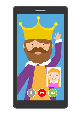 video call with the three wise menのイラスト素材