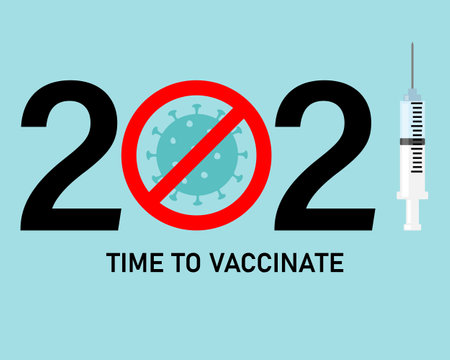 banner 2021 year of the covid-19 vaccine. Isolated vectorのイラスト素材