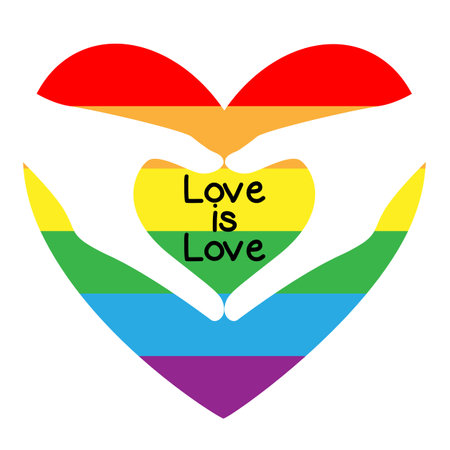 Gay pride symbol. Hands forming a heart with rainbow colorsのイラスト素材