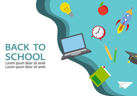 Back to school card. Space for text. education iconsのイラスト素材