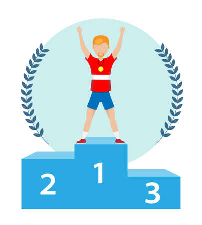 Man athlete celebrating victory. Isolated vector.のイラスト素材